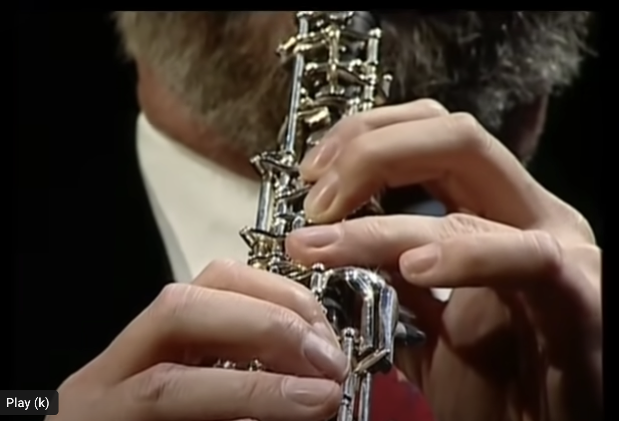 Oboe up close with fingers on keys